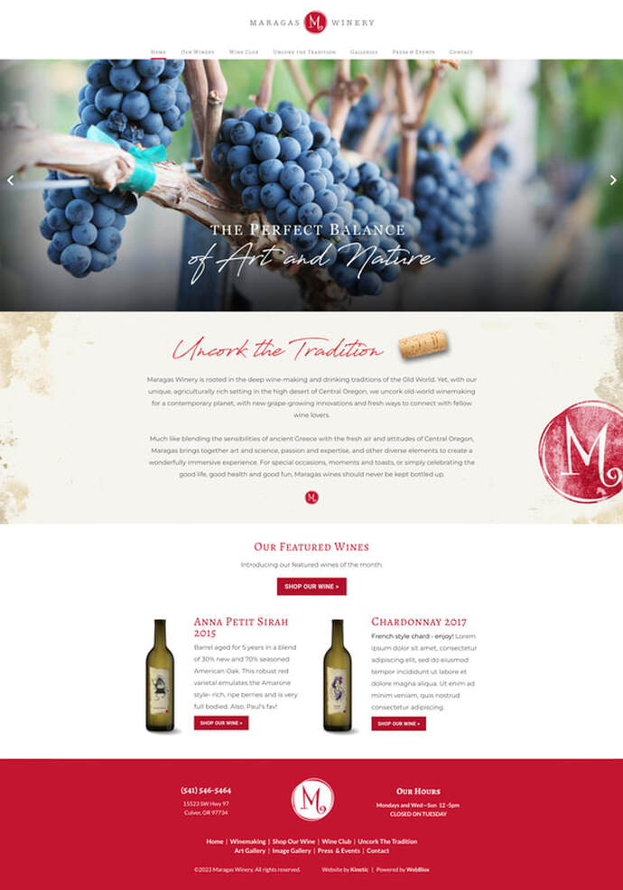 New Maragas Winery website design