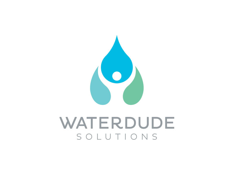 Waterdude Solutions logo design on blue